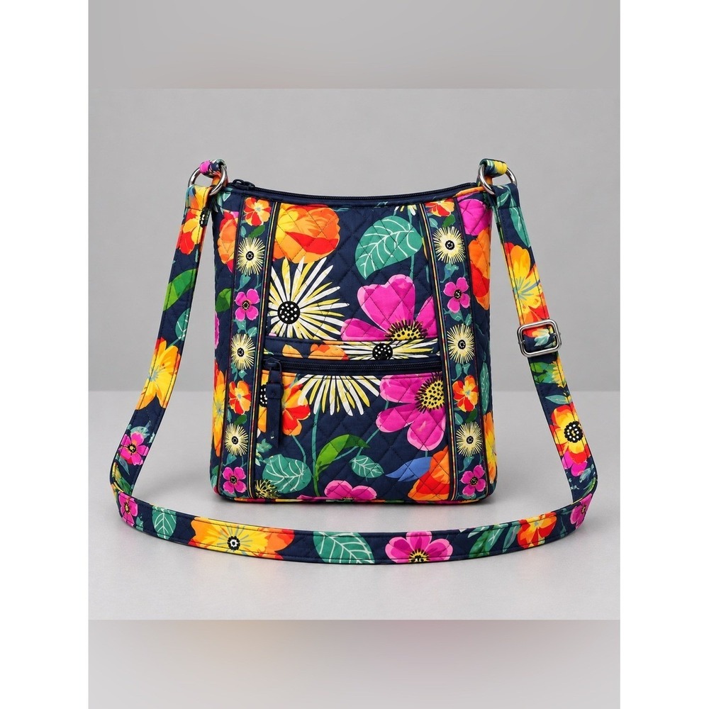 Vera Bradley Jazzy Blooms Crossbody Hipster Bag Floral Cottage Bohemian Retired